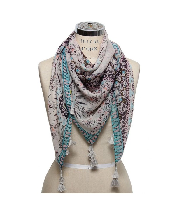 Scarfand's Multicolored Spring Print Scarf - Floral Beige - CS11LGR3HL7