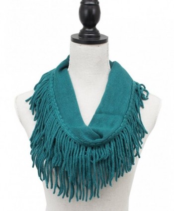 StylesILove Knitted Lightweight Infinity Fringe Womens Fashion Scarf-3 Color - Turquoise - CT126FZ2067