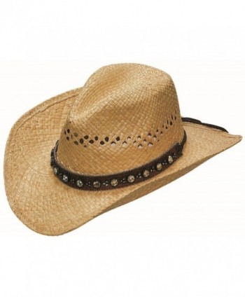 Blazin Roxx Women's Flower Rhinestone Raffia Hat - Tan/Brown - C7118Q7OA4R