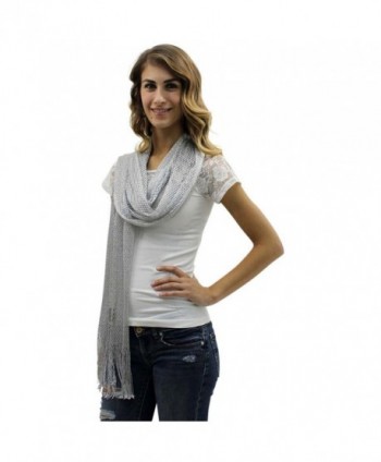 Silver Lightweight Mesh Metallic Scarf