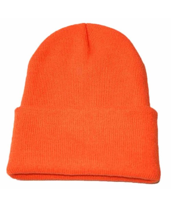 DBHAWK _men Caps Caps Men Slouchy Knitting Hip Hop Warm Winter Fall Ski Hat - Orange B - CV189HNOAM8