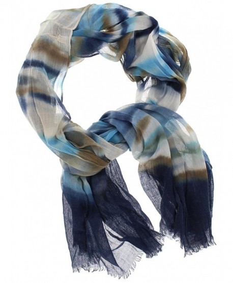 Violet & Virtue Women's Lightweight Tie-dye Long Scarf- Multi-Blue - CL17XWOXK2M