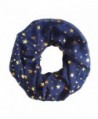 Trelemek Women's Soft Lightweight Star Printed Sheer Infinity Loop Circle Scarf - Navy-Gold - CQ17AA0RD53