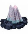 Women's Light Weight Colorful Painting China Art Design Scarf - Blue+black - CI12ILKQETD