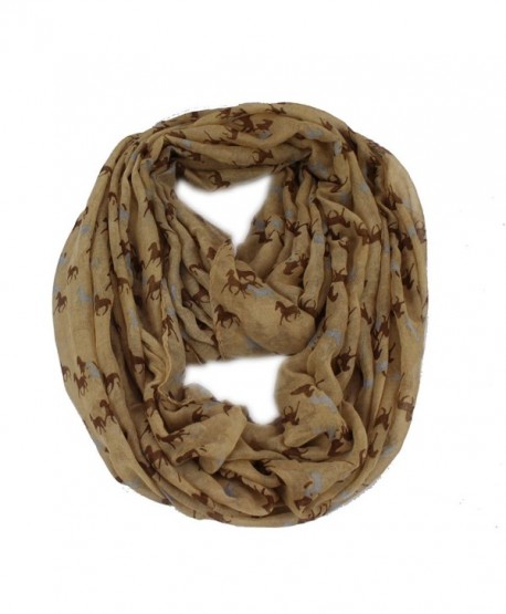 Women's Horse Equestrian Print Viscose Infinity Loop Cowl Casual Ladies Scarf - Brown - C211AUR1H7J