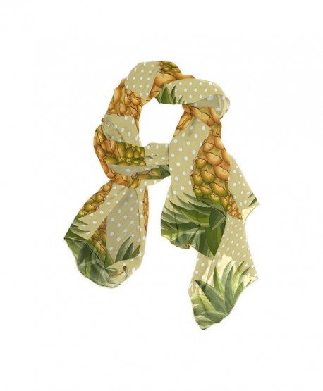 DEYYA Womens Infinity Lightweight Silk Scarf Pineapple Pattern Prints Long Silk Scarves - C6186N9KSX6