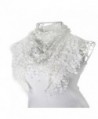 HP95(TM) Lace Tassel Sheer Burntout Floral Print Triangle Mantilla Scarf Shawl - White - C8122V2I9XL