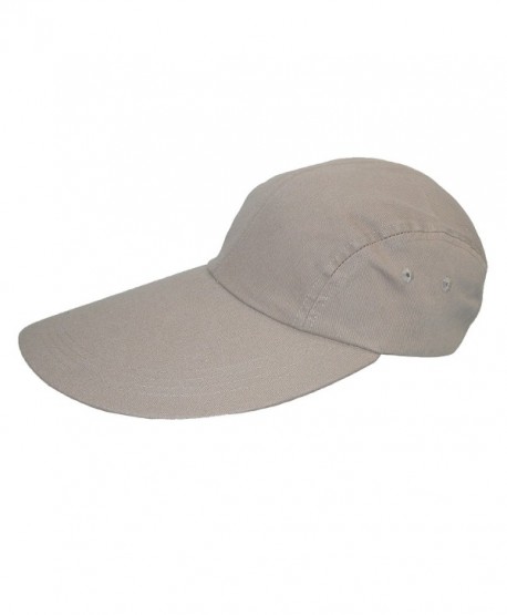 CTM Cotton Long 5 Inch Bill Visor Baseball Cap - Khaki - CB11CQDS823