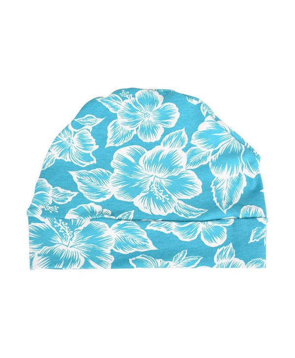 Landana Headscarves Cotton Womens Soft Sleep Cap Chemo Beanie - aqua floral - C612JBHOIBV