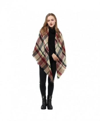 Tartan Blanket Scarf Wrap Shawl Checked Pashmina Winter Scarf for Women - Kahki Mix - CF186A8N204