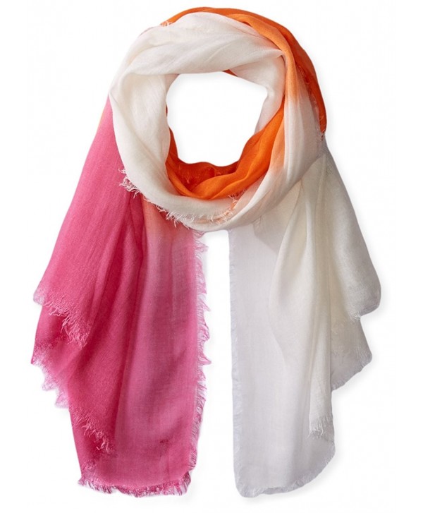 Jules Smith Women's Lightweight Sunset Ombre Scarf with Raw Hem - Pink/Orange/White - CI11AGA3565