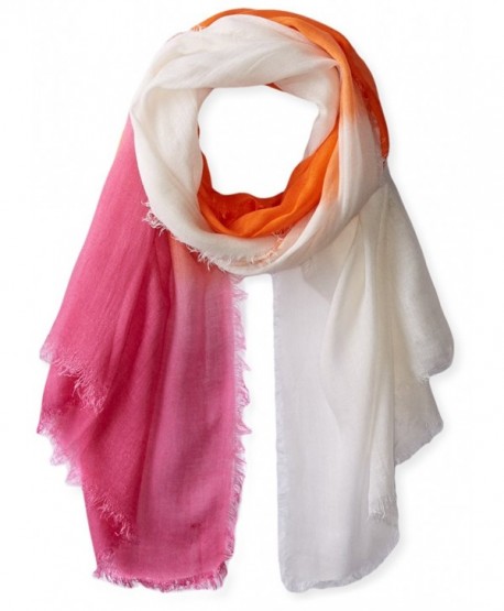 Jules Smith Women's Lightweight Sunset Ombre Scarf with Raw Hem - Pink/Orange/White - CI11AGA3565