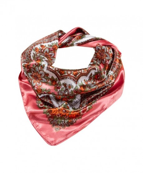 Sanwood Women's 35" Silk Like Neckerchief Square Scarf Headdress Gift - Pink - CS12D30WUDZ