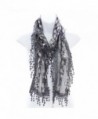 AN Fashion Leafy Lace Scarf Womens With Tassels - Dark Gray - CV121WMHQS5