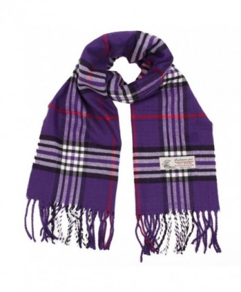 Plaid Cashmere Feel Classic Soft Luxurious Winter Scarf For Men Women - Purple - C418827YT5Z