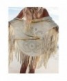 Frenshion Women's Faux Suede Shawl Asymmetric Fringed Cape Kimono Blouse with Tassel - Cream - CI12MA7I9EW