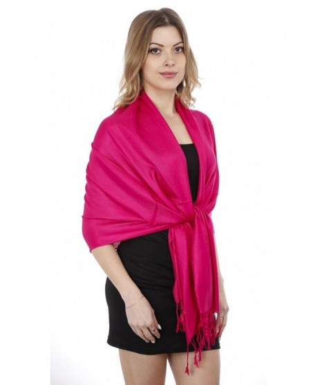 Gilbin Luxurious Solid Colors Soft Pashmina Shawl Wrap Stole - Fuschia - C811XUHHB4F