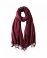 SUNDAYROSE Blanket Scarves Womens Winter Warm Oversized Cashmere Feel Tassel Solid Wrap Shawl - Burgundy - CQ187OMENGH