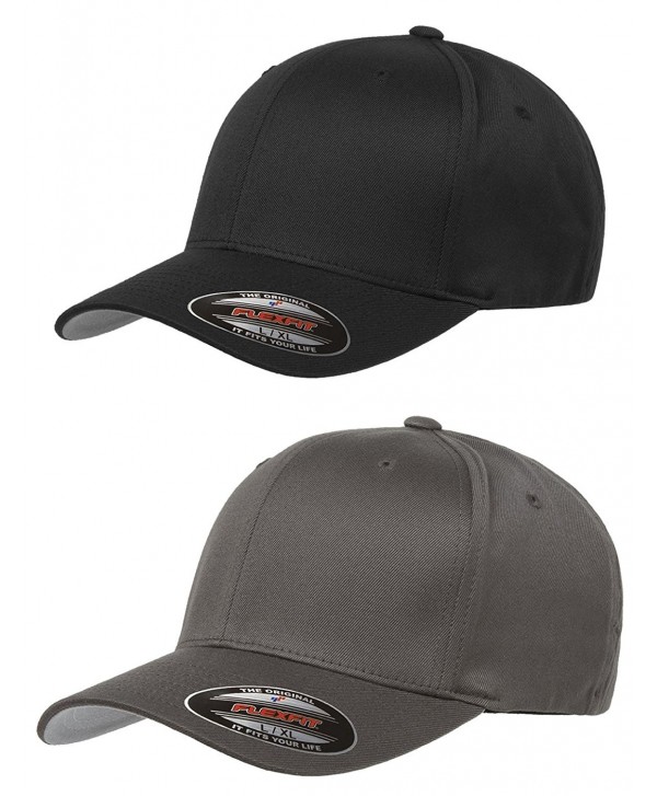 Flexfit Unisex Wooly Combed Twill Cap (6277) 2-Pack (XL/XXL- Black & Dark Gray) - CG12EZOQMWN