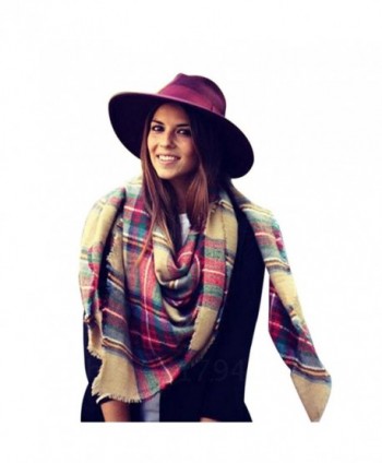 Moxeay Women Blanket Oversized Tartan Scarf Wrap Shawl Cozy Checked Pashmina - M820 - CB11S3U4DTF