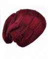 Joyingtwo Winter Warm Hat Thick Soft Knit Wool Fleece Slouchy Beanie Skully Cap For Men Women - Wine Red - CN187XYQYYZ
