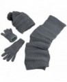 N'Ice Caps Women's Solid Cable Knit Hat/Scarf/Gloves Accessory Set - Gray - CA12KI2VV9Z