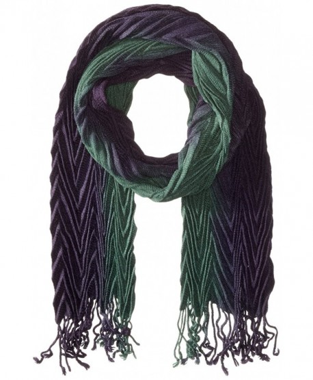 La Fiorentina Women's Ombre Pleated Muffler Scarf - Blue/Green - CU11DXYQTRZ