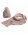 Lanzom Women Lady Fashion Winter Warm Knitted Hat and Scarf Set Skullcaps Valentine's Gift - Light Pink - CH12NZYL9TI
