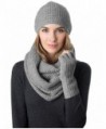 Celeste Women's Wool Cashmere Blend 3 Piece Set- Hat- Infinity Scarf & Glove - Heather Grey - C312DUHTQRT
