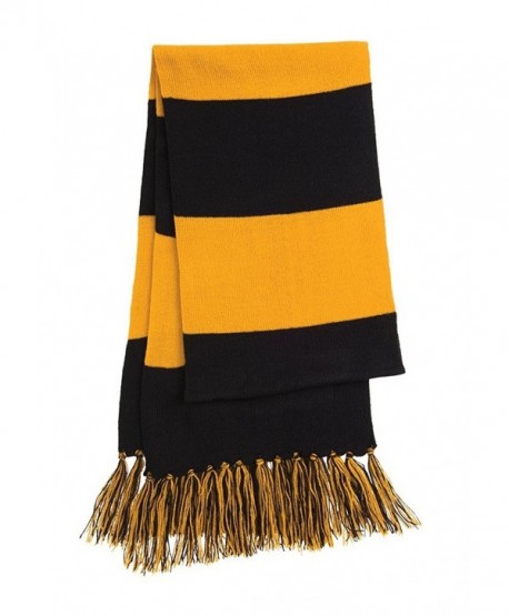 Dri-Wick Knit Stripe Scarf with Fringe - Black/Gold - CQ18882IGTE