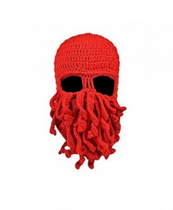 Fan008 Windproof Warm Knitted Beanie Hat Cap Funny Tentacle Octopus Ski Face Mask - Red - CH12NDZCRCS