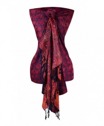 Peach Couture Pashmina Intricate Cranberry in Wraps & Pashminas