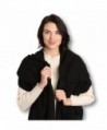 Pembrook Polar Fleece Shawl Wrap Pashmina Scarf - Fringe Trim and Embroidery - Black - CF11N1BYU0N