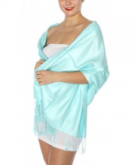 SERENITA Women's Silky Solid Pashmina - Aqua - CH12NURJR94