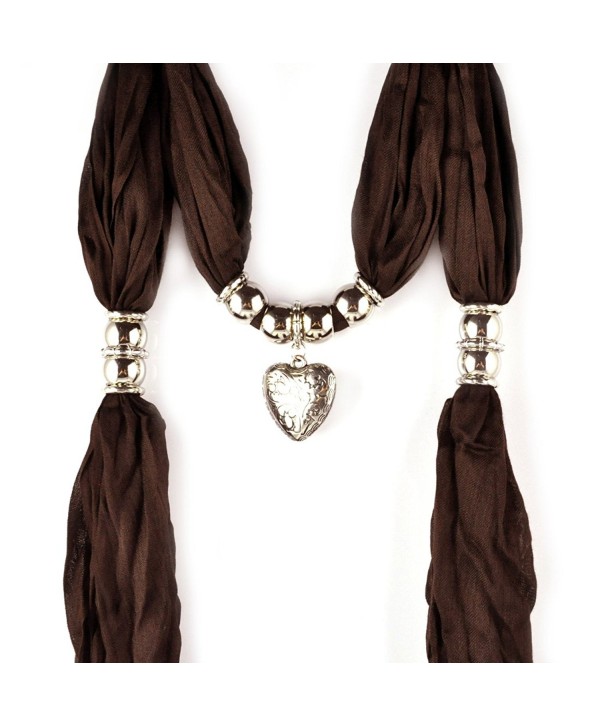Huan Xun Women's Retro Heart Pendant Jewelry Necklace Wrap Scarves - G Brown - C711OM4X60D