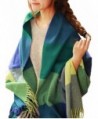 Merokeety Women's Plaid Blanket Scarf Wrap Long Shawl Winter Warm Lattice Large Scarf - Yellow&Green - CR127INVIR7