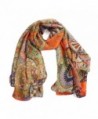 Women Scarf -Leegor Fashion Chiffon Retro Printed Silk Long Soft Shawl Scarf - Orange - C312MAE76OH