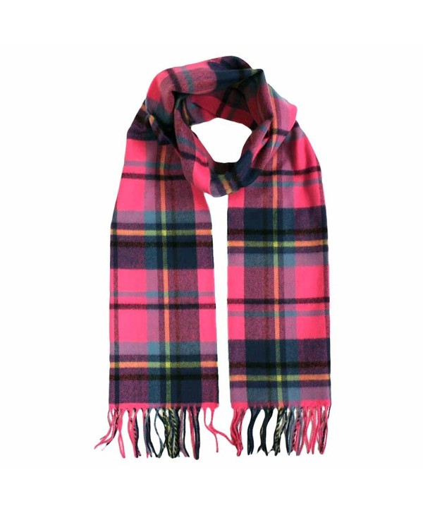 Pink & Blue Cashmere Feel Long Unisex Plaid Scarf - CL116QXMHF3