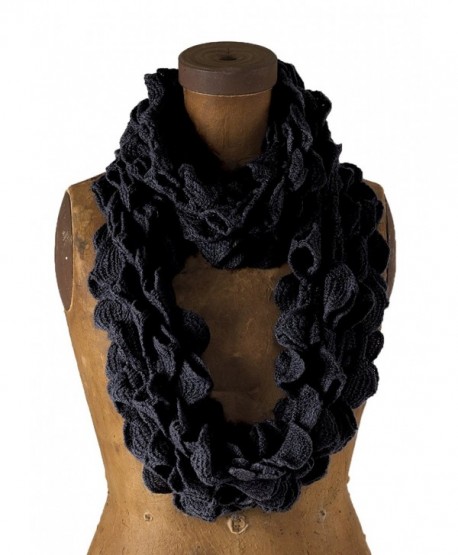 Chic Ruffle Knit Infinity Loop Scarf - Black - CU117OP00FB