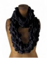 Chic Ruffle Knit Infinity Loop Scarf - Black - CU117OP00FB