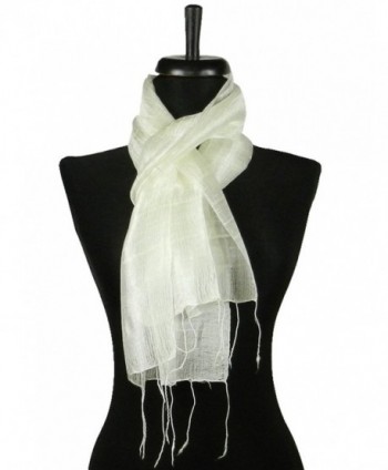 Thai Natural White Hand Craft Pure Raw Silk Fabric Scarf Small Shawl Thailand - CS11EG7Q06D