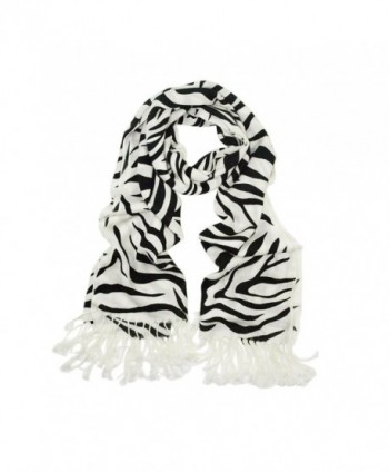 TrendsBlue Elegant Zebra Animal Print Fringe Scarf - Diff Colors Avail - Black & White - C3113AHJVDX