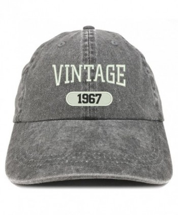 Trendy Apparel Shop Vintage 1967 Embroidered 51st Birthday Soft Crown Washed Cotton Cap - Black - CE12JO1J19X