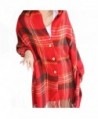 Vintage Plaid Knitted Tassel Poncho Shawl Cape Button Cardigan - Red - CA185DW2DLU