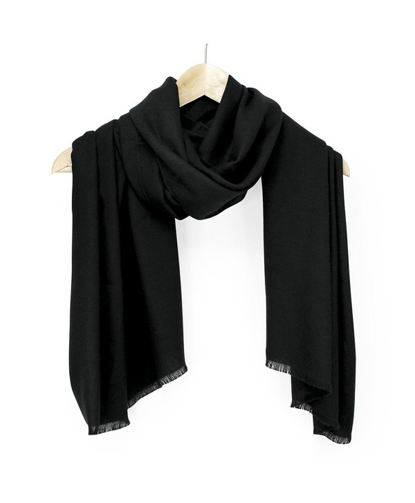 Oct17 Women Large Scarf Soft Cashmere Feel Shawls Wraps Winter Scarfs Light Scarves - Black - CD188ZY9G9K