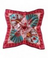 CS&BEAUTY Women's Neckerchief 35"X35" Fan Pattern Square Scarf Headdress - Red - CH12O7JCI3G