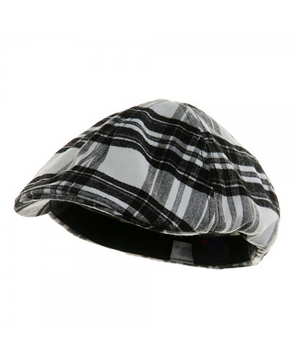 Black & White Plaid Soft Winter Ivy Ascot Cabbie Golf Cap - C112BDF6QA9