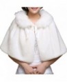 Chickle Women's Fur Collar Lace Up Cape Cloak Wedding Shawl White - C4127V5KR97