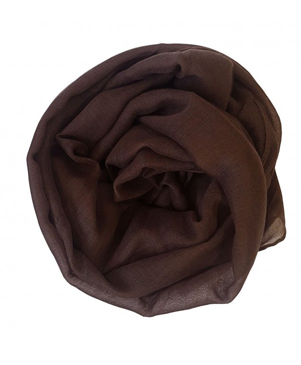SoLine Solid Color Scarves Shawl Blanket Warm Warp lightweight Large Scarf for Women - Deepbrwon - CE18C3T5HS8