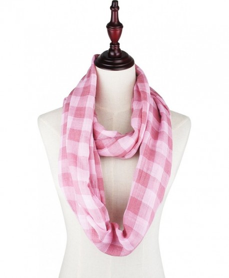 Vivian & Vincent Soft Light Plaid Check Sheer Scarf Shawl Wrap - 17 Cg Pink - CO188YX9H0S